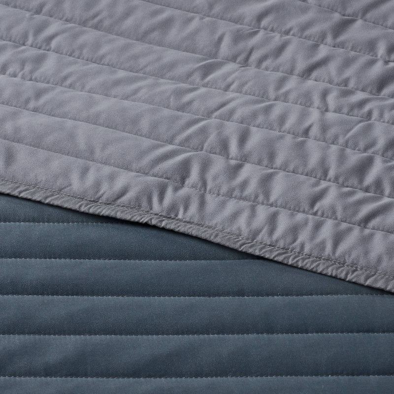 slide 3 of 3, Full/Queen Satin Quilt Dark Gray - Room Essentials™: Midweight Sateen Coverlet, OEKO-TEX Certified, 1 ct