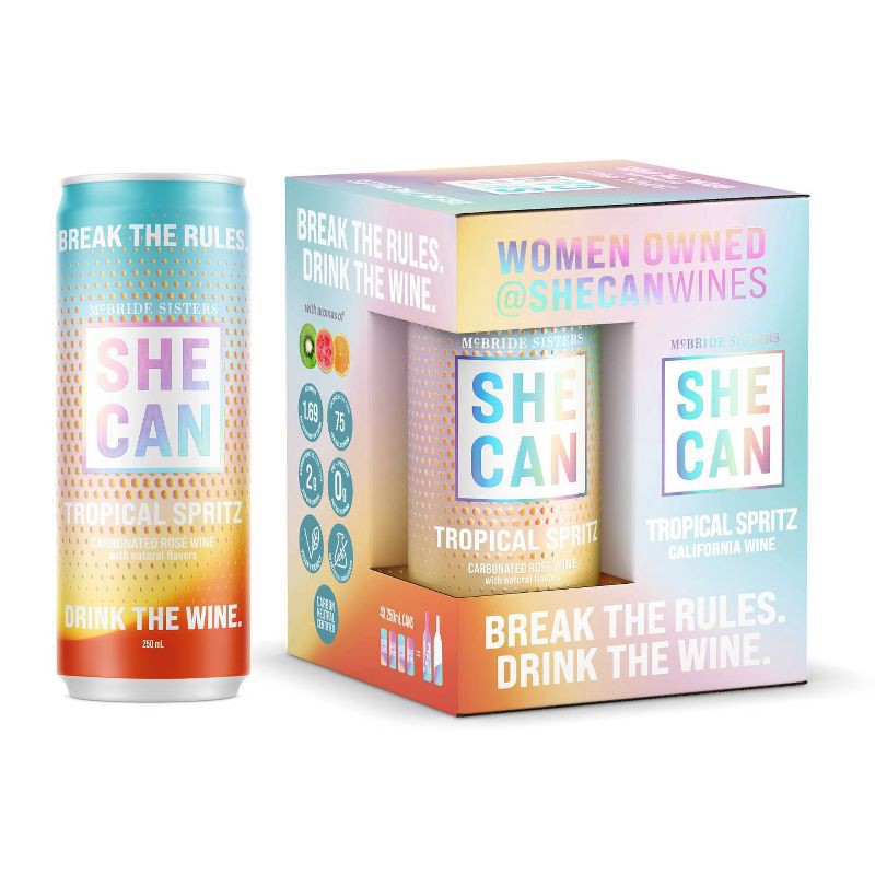 slide 2 of 7, SHE CAN Wines Tropical Spritz - 4pk/250ml Cans, 4 ct; 250 ml