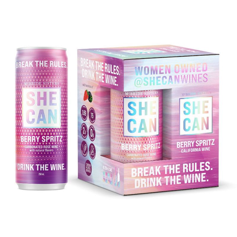 slide 2 of 7, SHE CAN Wines Berry Spritz - 4pk/250ml Cans, 4 ct; 250 ml