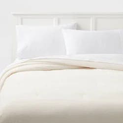 Full/Queen Corduroy Plush Comforter Ivory - Room Essentials™