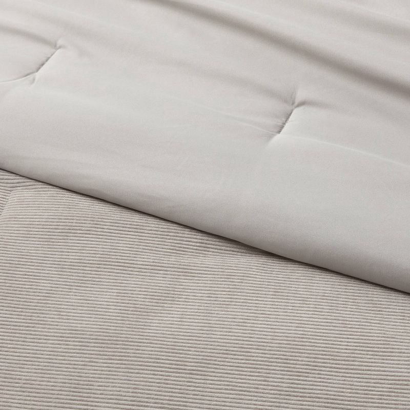 slide 3 of 3, Twin/Twin Extra Long Corduroy Plush Comforter Light Gray - Room Essentials™, 1 ct