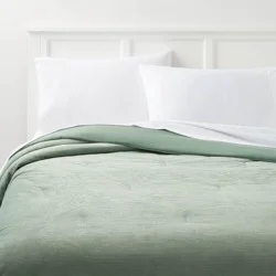 Twin/Twin Extra Long Corduroy Plush Comforter Sage Green - Room Essentials™