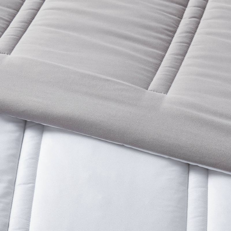 slide 4 of 4, Full/Queen Lofty Microfiber Comforter White - Room Essentials™: Midweight, Plain Weave, Machine Washable, OEKO-TEX Certified, 1 ct