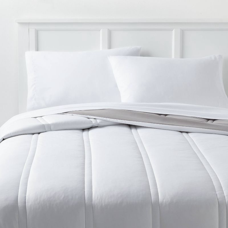 slide 1 of 4, Twin/Twin Extra Long Lofty Microfiber Comforter White - Room Essentials™: Midweight, OEKO-TEX Certified, Dorm Bedding, 1 ct