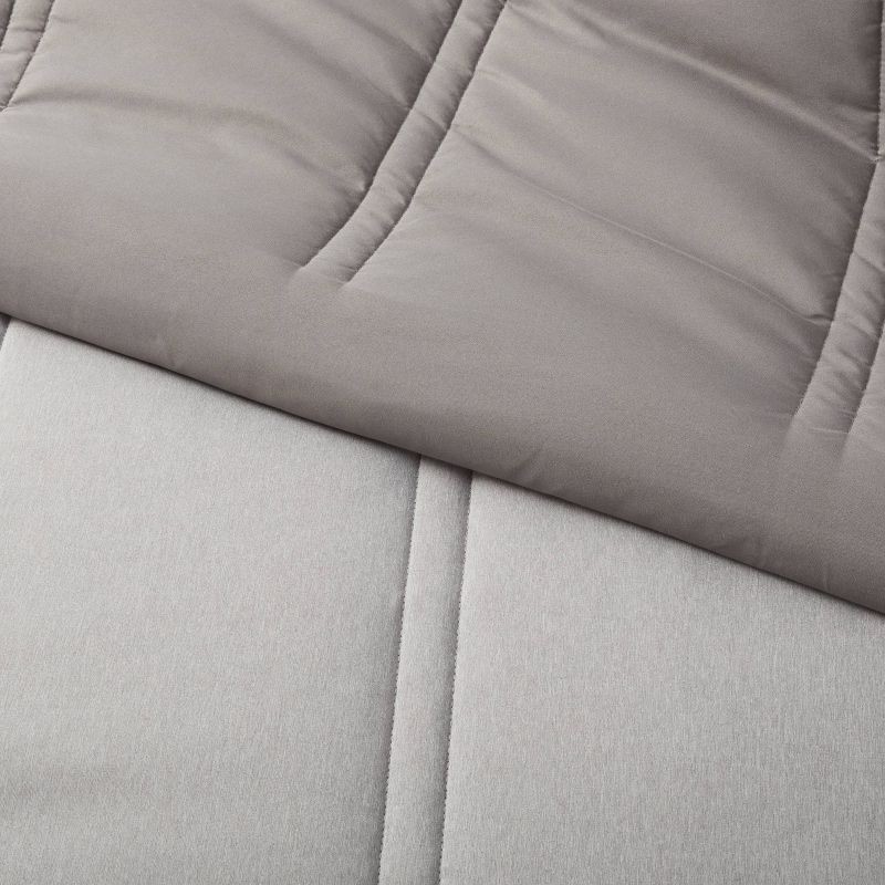 slide 4 of 4, Full/Queen Lofty Microfiber Comforter Dark Gray Heather - Room Essentials™: Eco-Friendly, Teen Bedding, 180 Thread Count, 1 ct