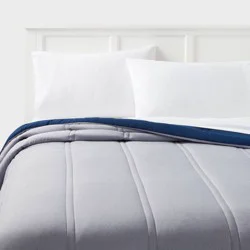 Twin/Twin Extra Long Lofty Microfiber Comforter Dark Blue Denim Heather - Room Essentials™: Year-Round, Teen-Friendly, OEKO-TEX Certified