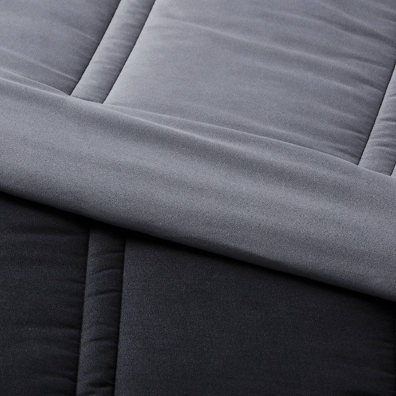 slide 4 of 4, King Lofty Microfiber Comforter Black - Room Essentials™: Midweight, Plain Weave, Machine Washable, OEKO-TEX Certified, 1 ct