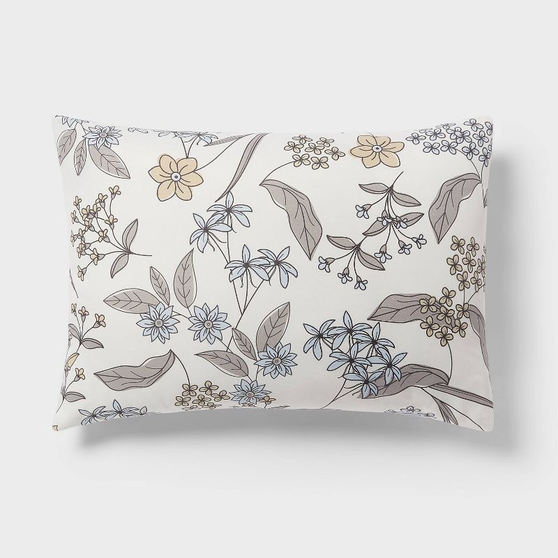 slide 6 of 7, Twin/Twin Extra Long Printed Comforter Set Ivory/Light Blue/Honey Yellow - Room Essentials™: Botanical Pattern, OEKO-TEX Certified, 1 ct