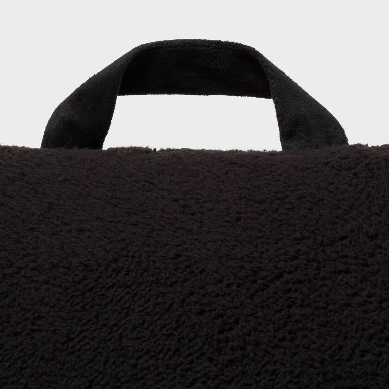 slide 4 of 4, Faux Shearling Bed Rest Black - Room Essentials™: Comfort Support Pillow for Dorm, Indoor/Outdoor Use, 1 ct