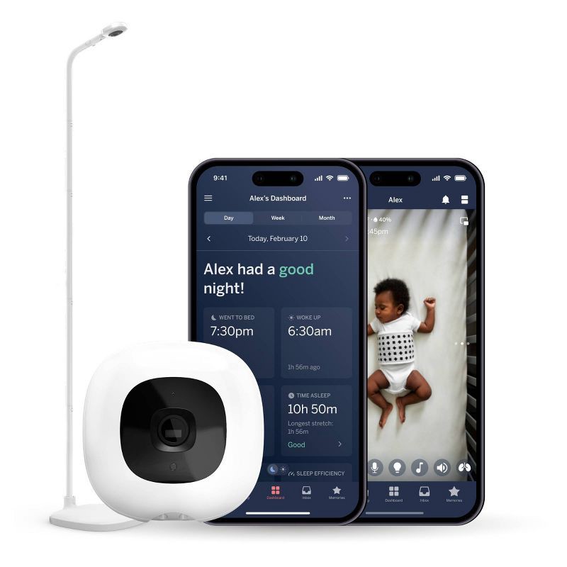 slide 1 of 9, Nanit Pro Smart Baby Monitor & Floor Stand - White, 1 ct