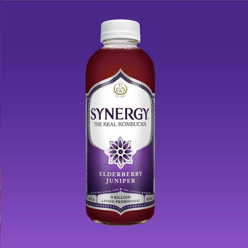 slide 6 of 6, GT's Synergy Elderberry Juniper Organic Raw Kombucha – 16 fl oz, 16 fl oz
