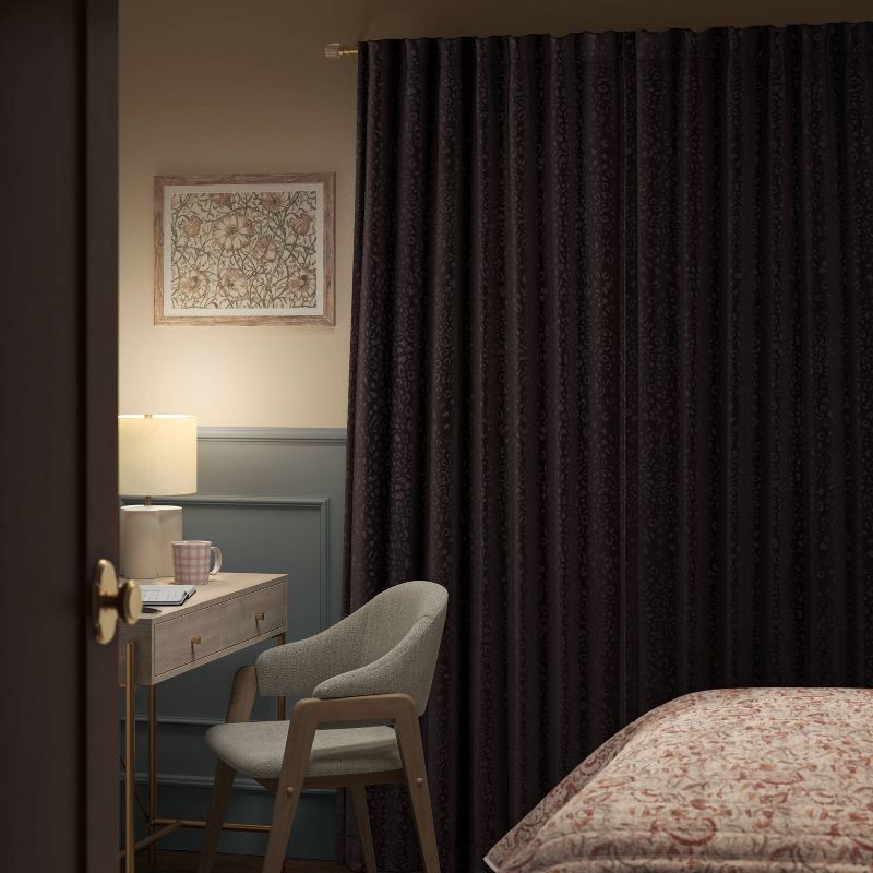 slide 3 of 7, 50"x63" Blackout Embossed Velvet Curtain Panel Black - Threshold™: Tiger Print, UV Protection, Recycled Polyester, 1 ct