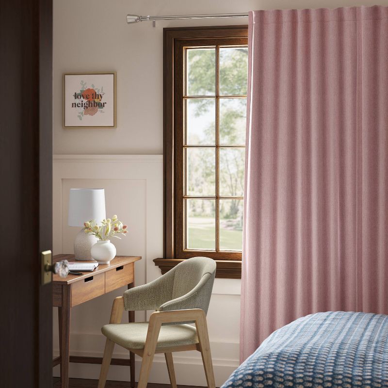 slide 2 of 7, 50"x84" Blackout Corded Ribbed Curtain Panel Rose Pink - Threshold™: Recycled Polyester, Lined, Indoor Use, 1 ct