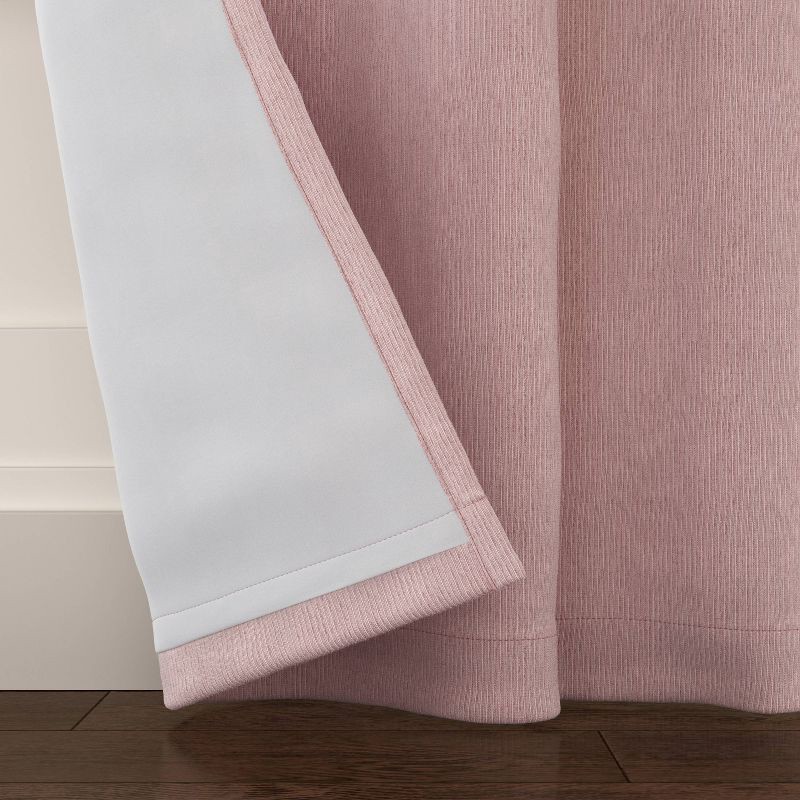 slide 4 of 7, 50"x84" Blackout Corded Ribbed Curtain Panel Rose Pink - Threshold™: Recycled Polyester, Lined, Indoor Use, 1 ct