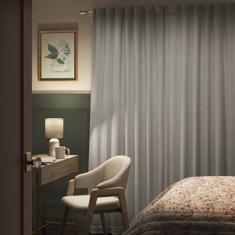 slide 3 of 7, 50"x63" Blackout Textured Plaid Curtain Panel Gray - Threshold™, 1 ct