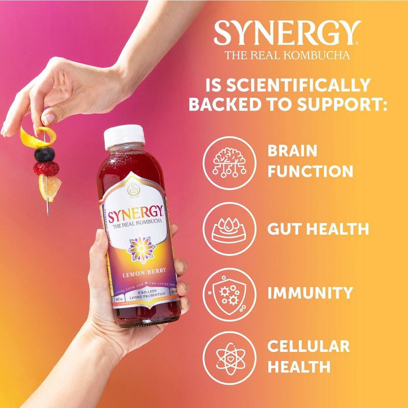 slide 8 of 9, GT's Synergy The Real Kombucha, Lemon Berry - 48oz, 48 oz