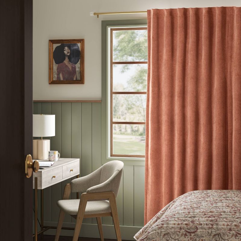 slide 2 of 7, 50"x63" Blackout Chenille Curtain Panel Brown - Threshold™: Woven Polyester, Rod Pocket, OEKO-TEX Certified, 1 ct