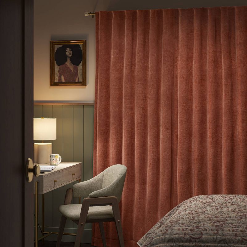 slide 3 of 7, 50"x63" Blackout Chenille Curtain Panel Brown - Threshold™: Woven Polyester, Rod Pocket, OEKO-TEX Certified, 1 ct