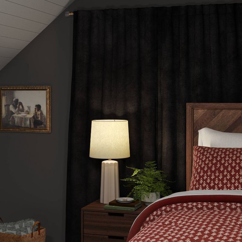 slide 3 of 7, 50"x63" Blackout Chenille Curtain Panel Black - Threshold™: Solid Polyester, Indoor, Back Tab, Rod Pocket, 1 ct