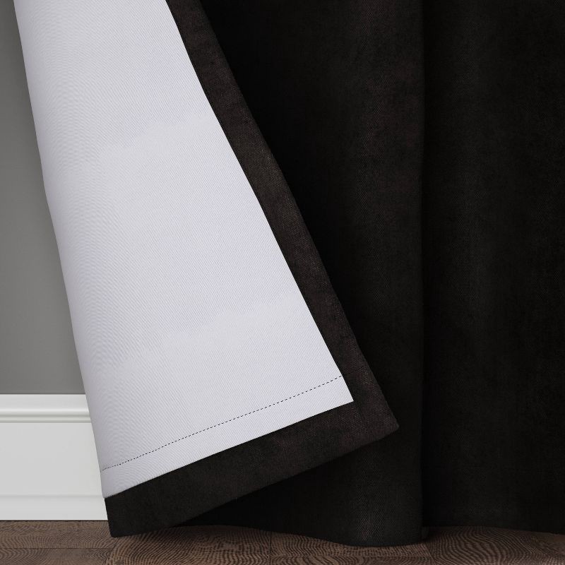 slide 4 of 7, 50"x63" Blackout Chenille Curtain Panel Black - Threshold™: Solid Polyester, Indoor, Back Tab, Rod Pocket, 1 ct
