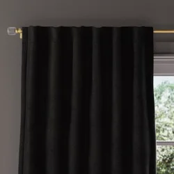 50"x63" Blackout Chenille Curtain Panel Black - Threshold™: Solid Polyester, Indoor, Back Tab, Rod Pocket