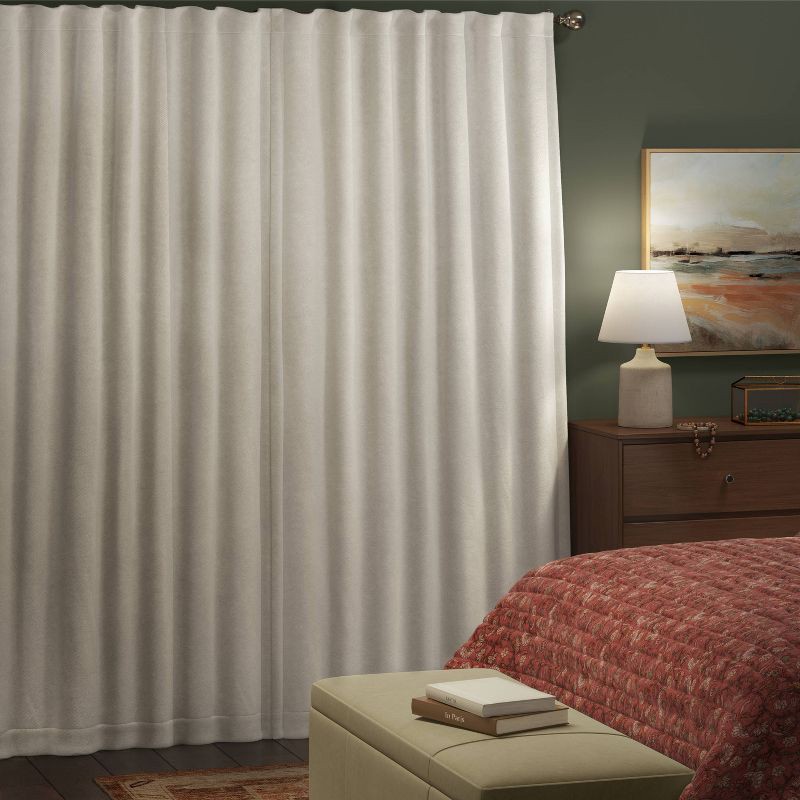slide 3 of 7, 50"x84" Blackout Chenille Curtain Panel Ivory - Threshold™: Contemporary Lined Solid, Indoor Use, Back Tab, Rod Pocket, 1 ct