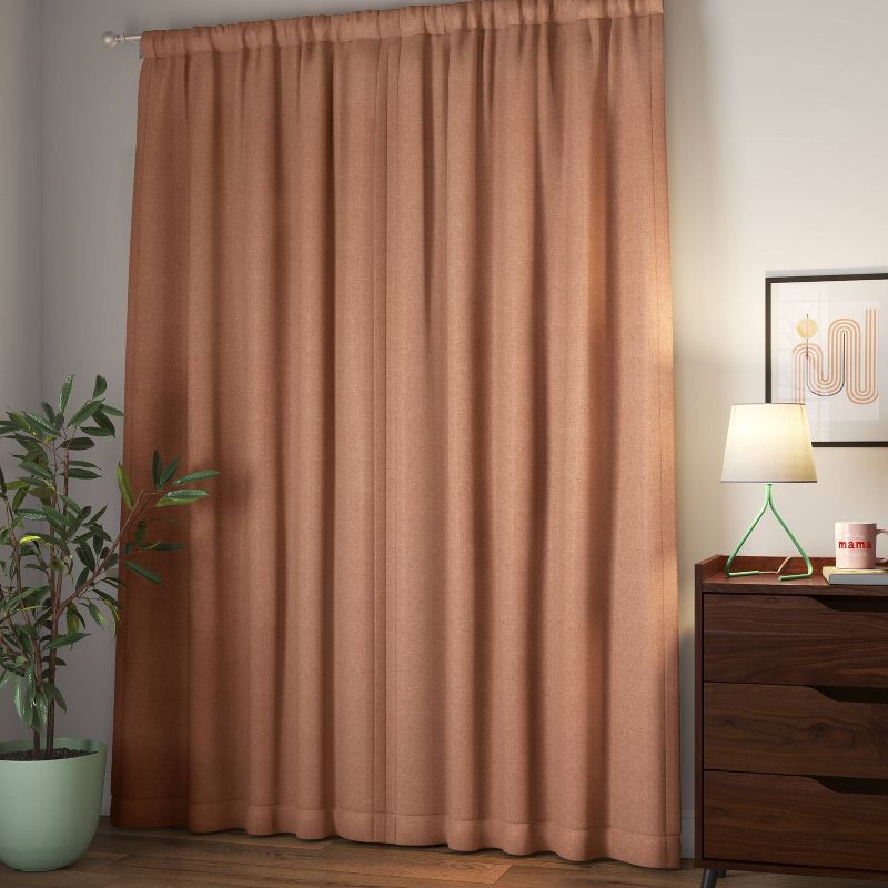 slide 3 of 5, 42"x63" Room Darkening Heathered Thermal Window Curtain Panel Orange - Room Essentials™: Energy Efficient Woven Panel, 1 ct