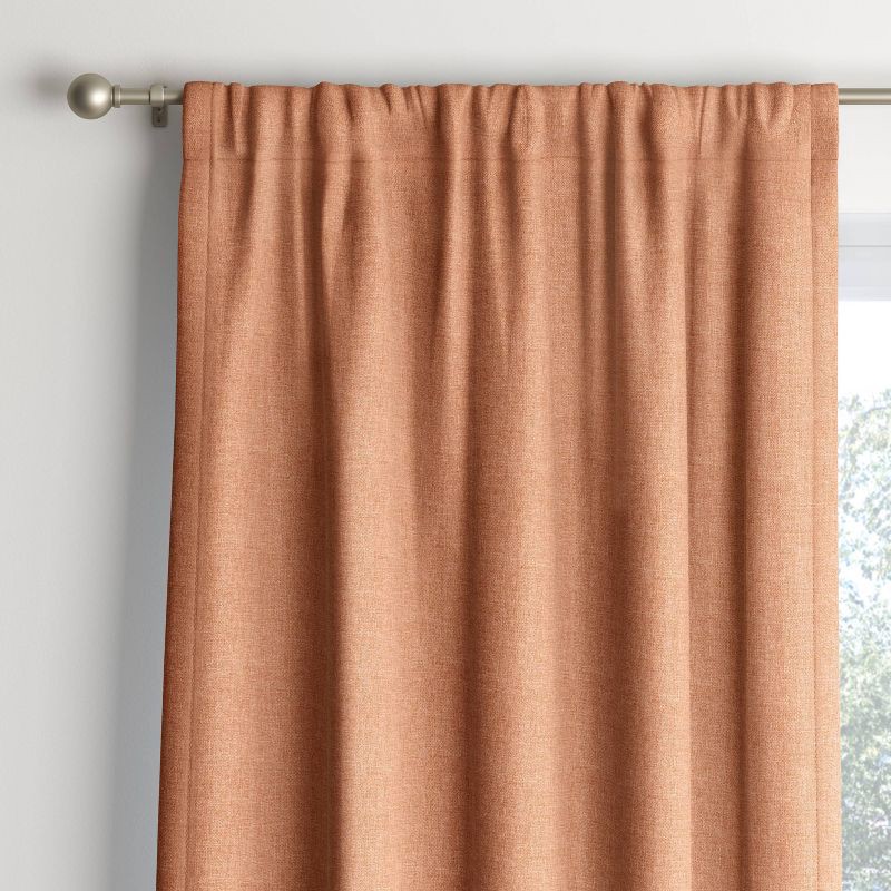 slide 1 of 5, 42"x63" Room Darkening Heathered Thermal Window Curtain Panel Orange - Room Essentials™: Energy Efficient Woven Panel, 1 ct