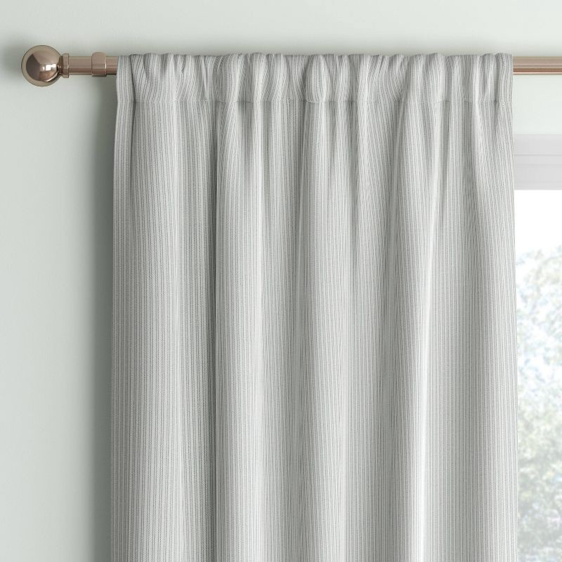 slide 1 of 5, 42"x84" Blackout Baby Striped Window Curtain Panel Gray/Ivory - Room Essentials™: Room Darkening, Energy Efficient, 1 ct