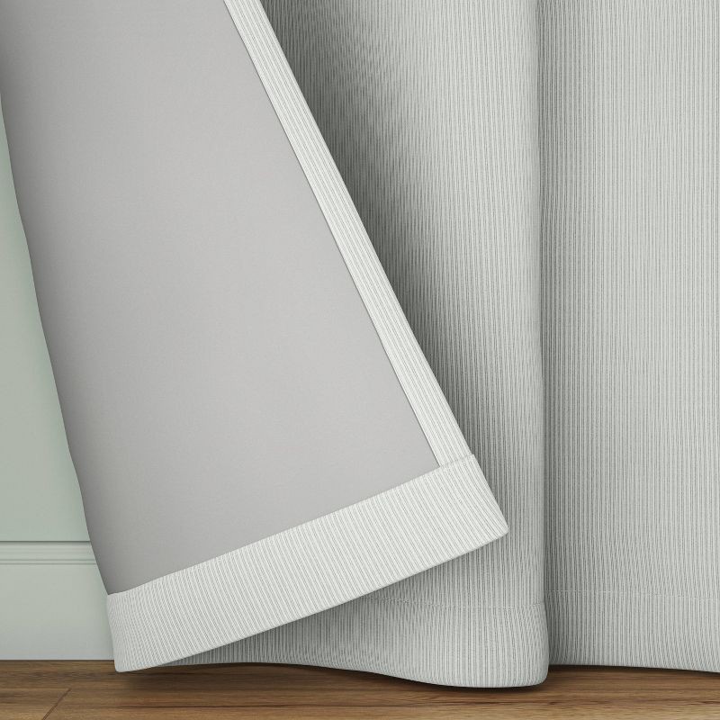 slide 4 of 5, 42"x63" Blackout Baby Striped Window Curtain Panel Gray/Ivory - Room Essentials™: Energy Efficient, Recycled Fiber, 1 ct