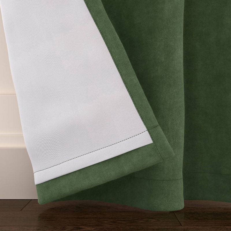 slide 4 of 7, 2pk 50"x84" Blackout Velvet Curtain Panels Green - Threshold™: Solid Woven, Machine Washable, OEKO-TEX Certified, 2 ct