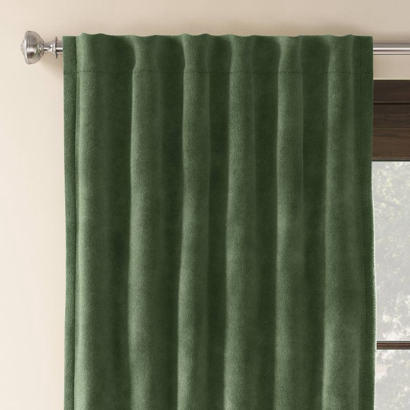 slide 1 of 7, 2pk 50"x84" Blackout Velvet Curtain Panels Green - Threshold™: Solid Woven, Machine Washable, OEKO-TEX Certified, 2 ct