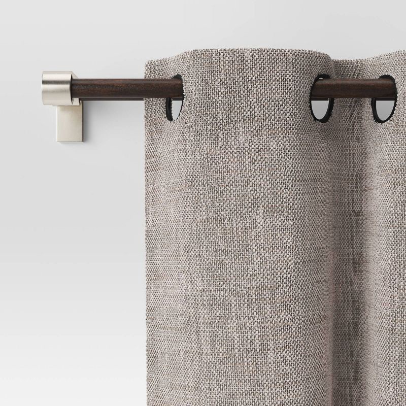 slide 2 of 2, 36"-66" Double Curtain Rod with Easy Install Nickel/Dark Brown - Threshold™: Adjustable Aluminum & Steel Set, 1 ct