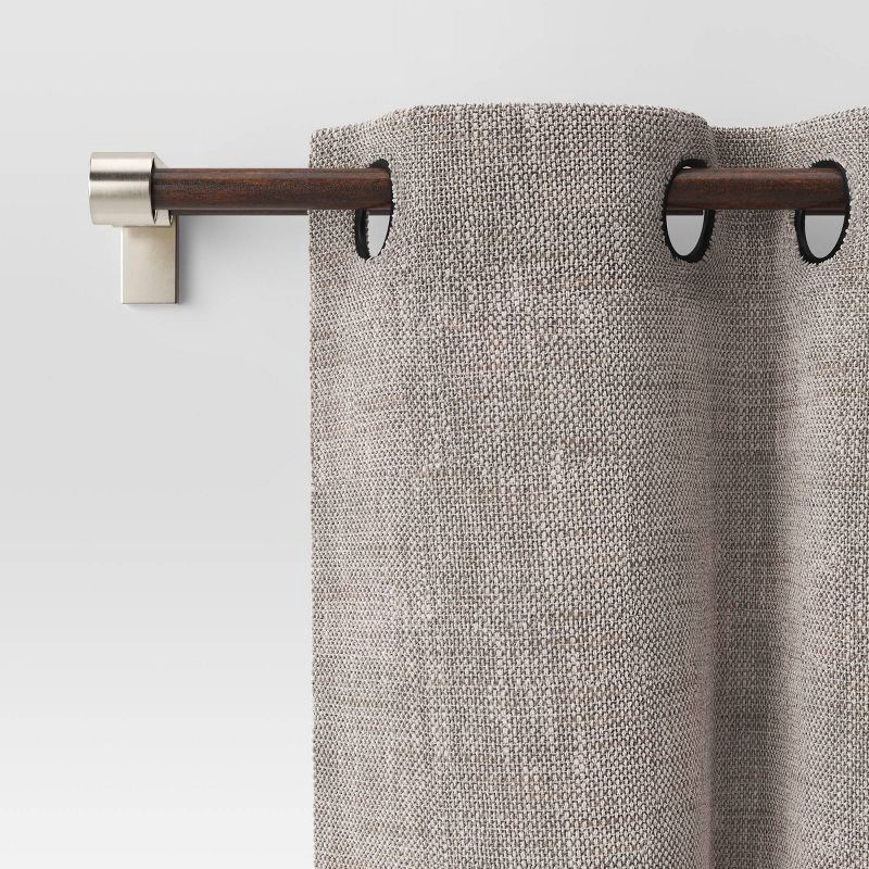 slide 2 of 2, 66"-120" Double Curtain Rod with Easy Install Nickel/Dark Brown - Threshold™: Aluminum & Steel, Painted Nickel Finish, 1 ct