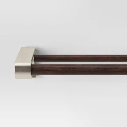 66"-120" Double Curtain Rod with Easy Install Nickel/Dark Brown - Threshold™: Aluminum & Steel, Painted Nickel Finish