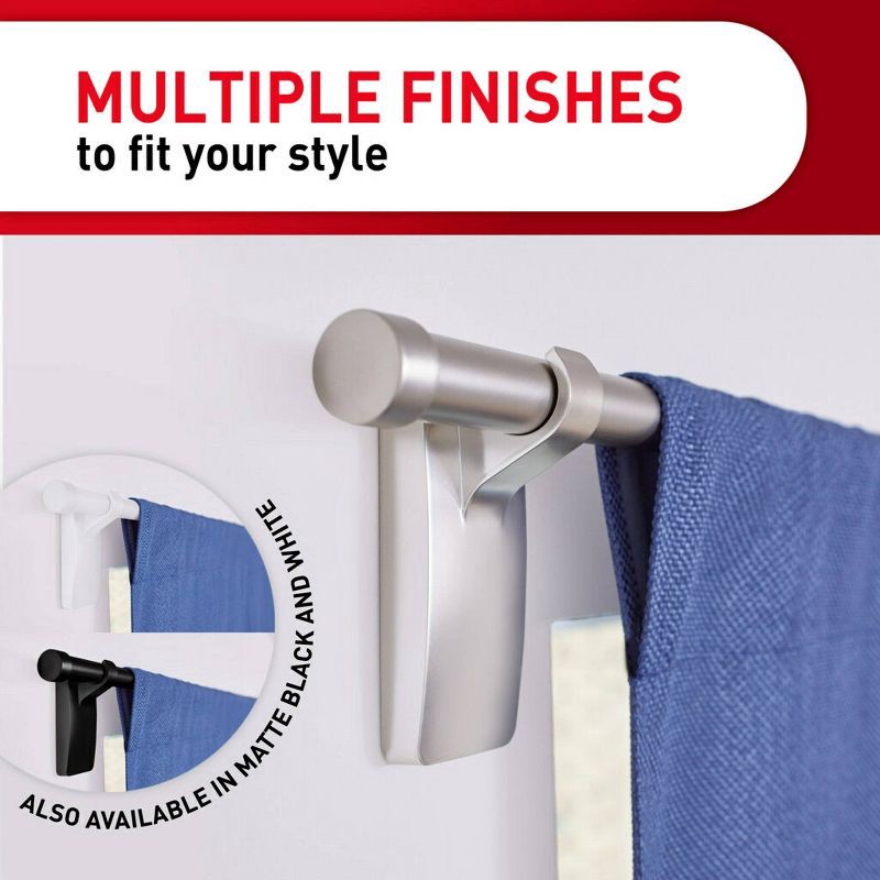 slide 3 of 9, 2pk Command Window Hooks Satin Nickel: Curtain Holdbacks & Tiebacks, Satin Finish, Plastic, 6.75" Height, 2 Pieces, 2 ct