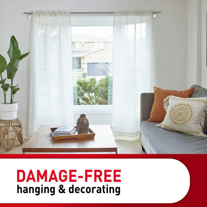 slide 6 of 9, 2pk Command Window Hooks Satin Nickel: Curtain Holdbacks & Tiebacks, Satin Finish, Plastic, 6.75" Height, 2 Pieces, 2 ct