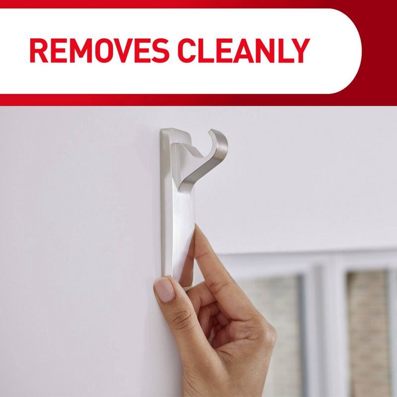 slide 8 of 9, 2pk Command Window Hooks Satin Nickel: Curtain Holdbacks & Tiebacks, Satin Finish, Plastic, 6.75" Height, 2 Pieces, 2 ct