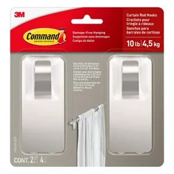 2pk Command Window Hooks Satin Nickel: Curtain Holdbacks & Tiebacks, Satin Finish, Plastic, 6.75" Height, 2 Pieces