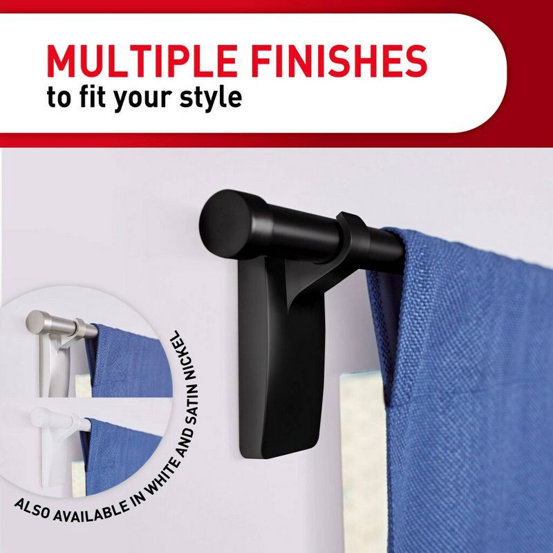 slide 3 of 10, 2pk Command Window Hooks Black: Plastic Curtain Holdbacks & Tiebacks, Brushed Finish, 6.75" Height, 2 Pieces, 2 ct