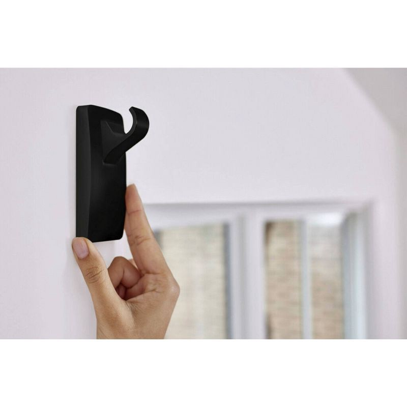 slide 4 of 5, 2pk Command Window Hooks Black: Plastic Curtain Holdbacks & Tiebacks, Brushed Finish, 6.75" Height, 2 Pieces, 2 ct