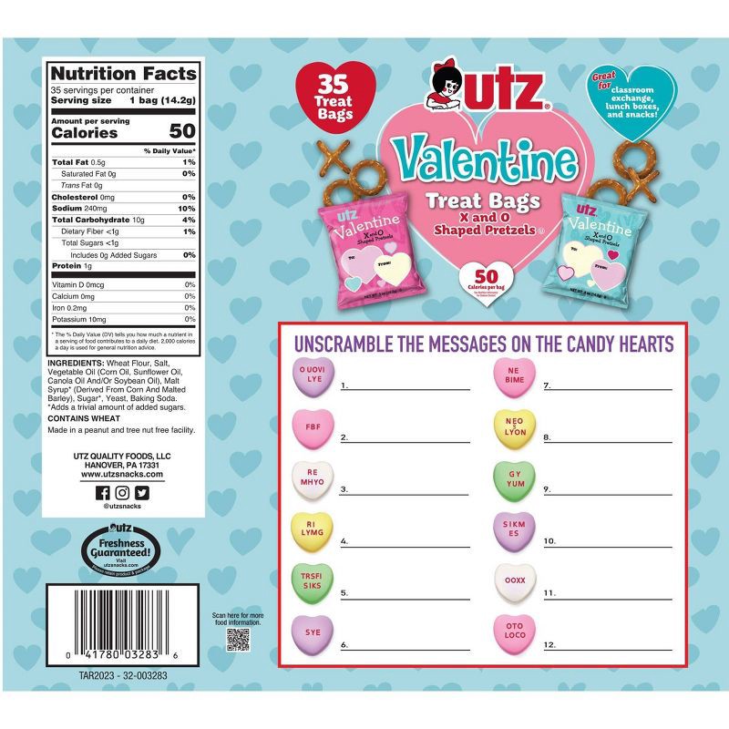slide 2 of 3, Utz Valentine's Fun Shaped Pretzel Snacks - 17.5oz/35ct, 17.5 oz, 35 ct