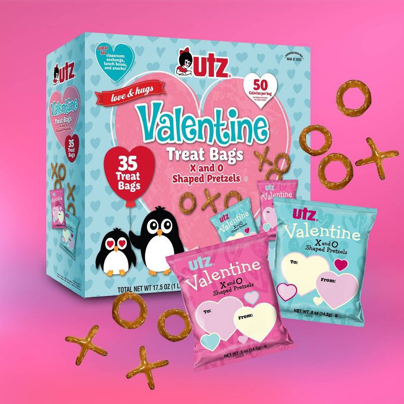 slide 3 of 3, Utz Valentine's Fun Shaped Pretzel Snacks - 17.5oz/35ct, 17.5 oz, 35 ct