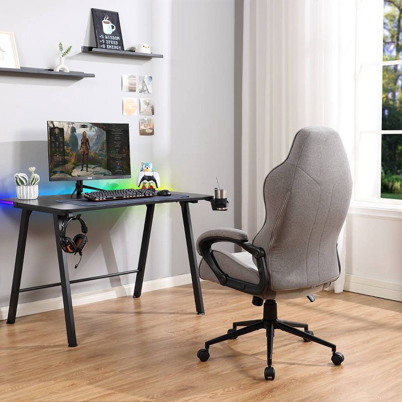 slide 7 of 14, Swivel Gaming Chair Gray - Room Essentials™: Upholstered Computer Desk Chair, Adjustable, Fixed Arms, 1 ct
