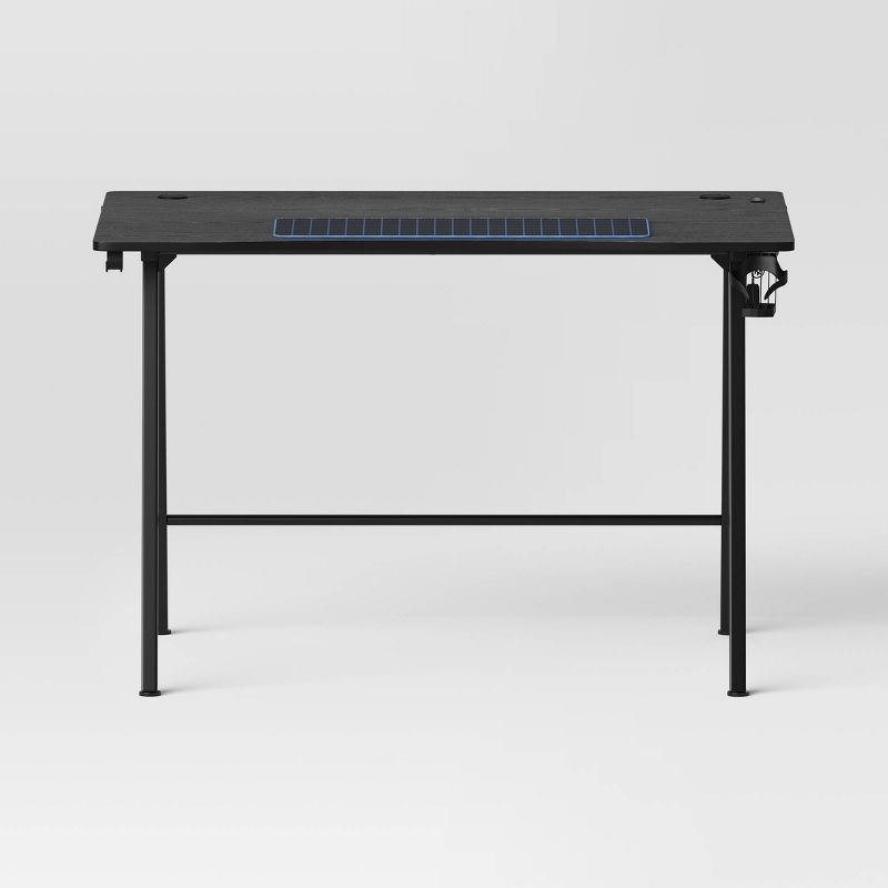 slide 3 of 17, Gaming Desk with LED Lights and Headphone Holder Black - Room Essentials™, 1 ct