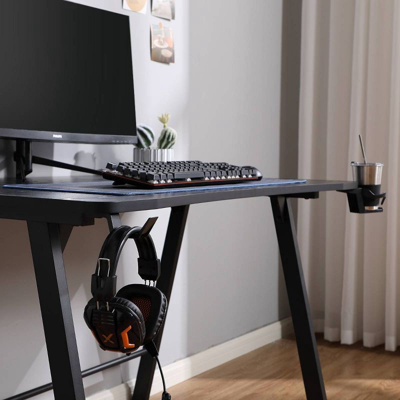 slide 12 of 17, Gaming Desk with LED Lights and Headphone Holder Black - Room Essentials™, 1 ct
