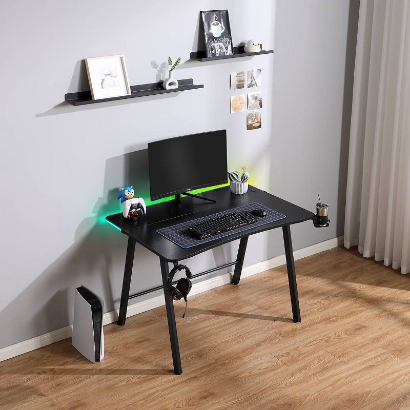 slide 13 of 17, Gaming Desk with LED Lights and Headphone Holder Black - Room Essentials™, 1 ct