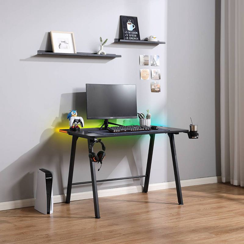 slide 15 of 17, Gaming Desk with LED Lights and Headphone Holder Black - Room Essentials™, 1 ct