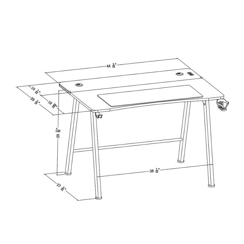 slide 16 of 17, Gaming Desk with LED Lights and Headphone Holder Black - Room Essentials™, 1 ct