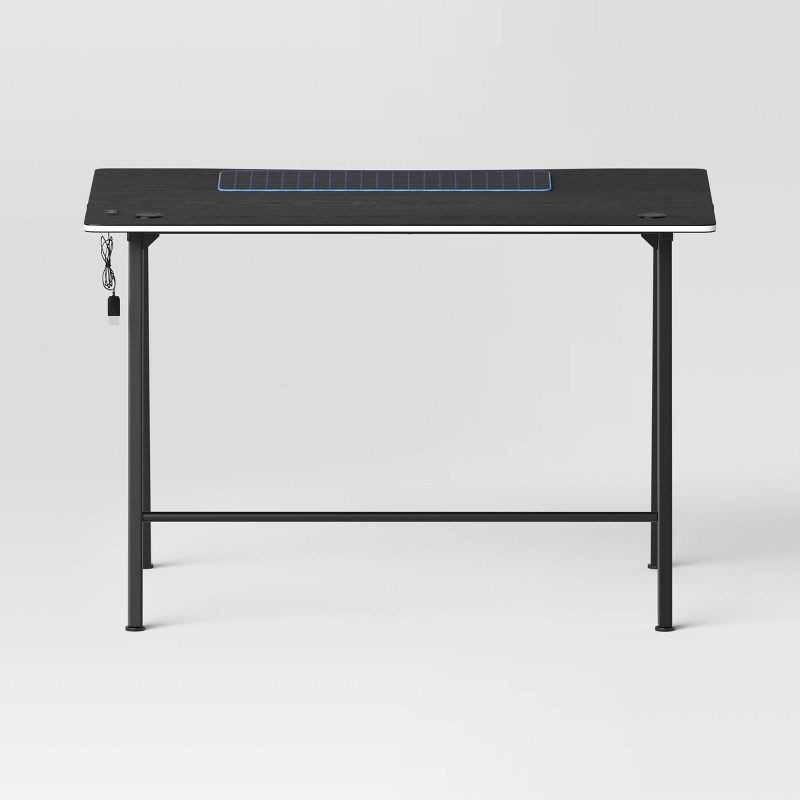 slide 4 of 17, Gaming Desk with LED Lights and Headphone Holder Black - Room Essentials™, 1 ct